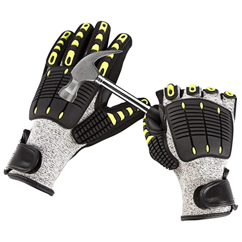 Work Gloves Men Heavy Duty Rigger Anti Vibration in Cow Leather for Working Warehouse Construction Truck Driver Safety