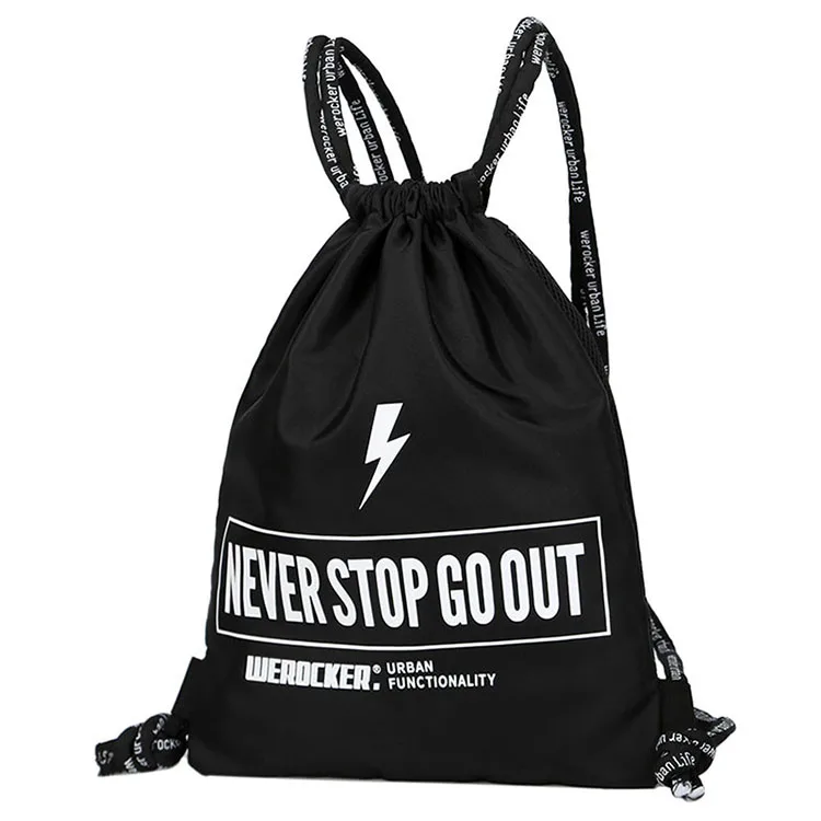 2022 High Quality With Pu Corner Customized logo Printed Nylon Drawstring Backpack