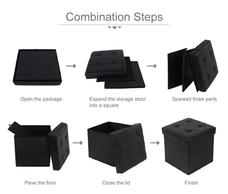 HStex PVC leather kids car storage stool box folding shoes changing stool storage box pouf chair