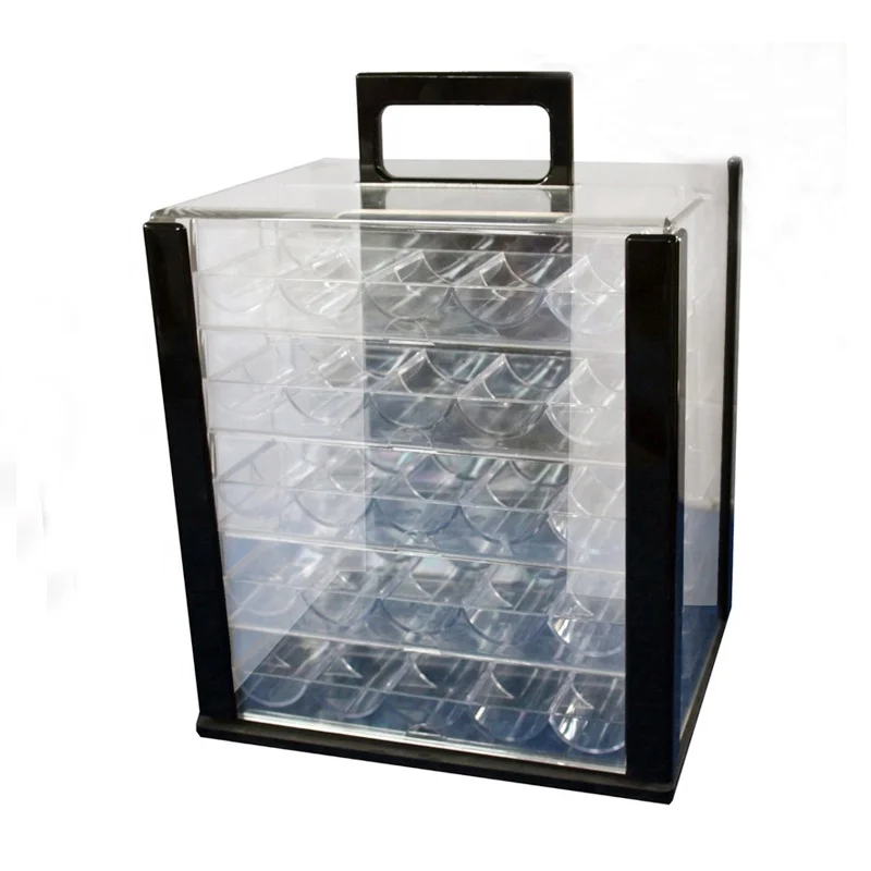 1000PCS Large Acrylic Transparent Baccarat Table Accessories Chips Case Multiple Poker Chips Box