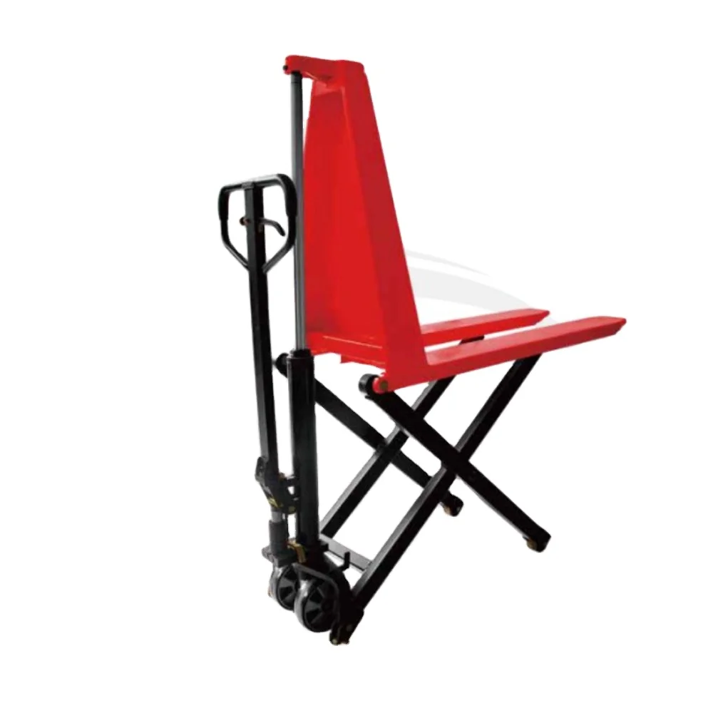 1 ton Manual PU Wheel Scissor Hand Operated Pallet Jack Hydraulic 800mm High Lift Platform Truck