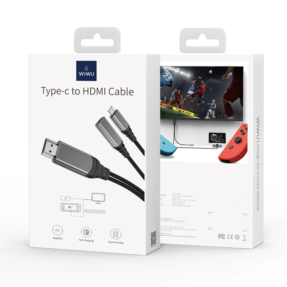 WiWU X10L Design for TV Type C to HD*I cable Type C devices Aluminum Alloy 2M 300-500mAh fast charge Projector Cable