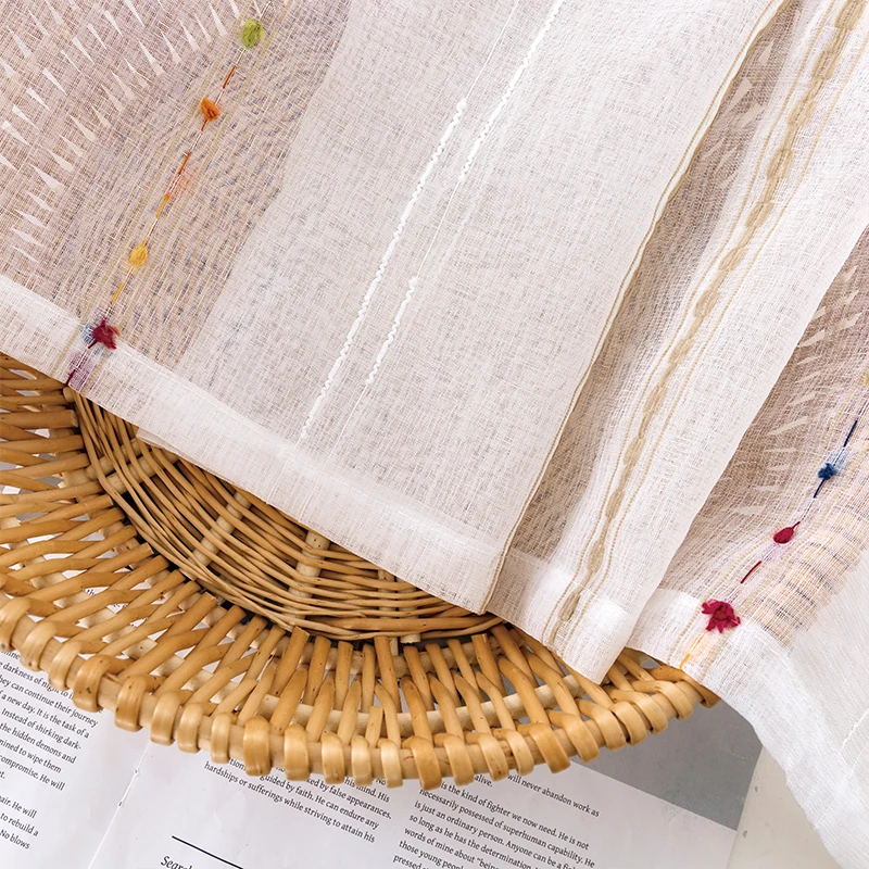 Light Filtering Semi-Sheer Curtains for Nursery Girls Kids Room Rod Pocket Boho Voile Window Sheer Curtains for Bedroom