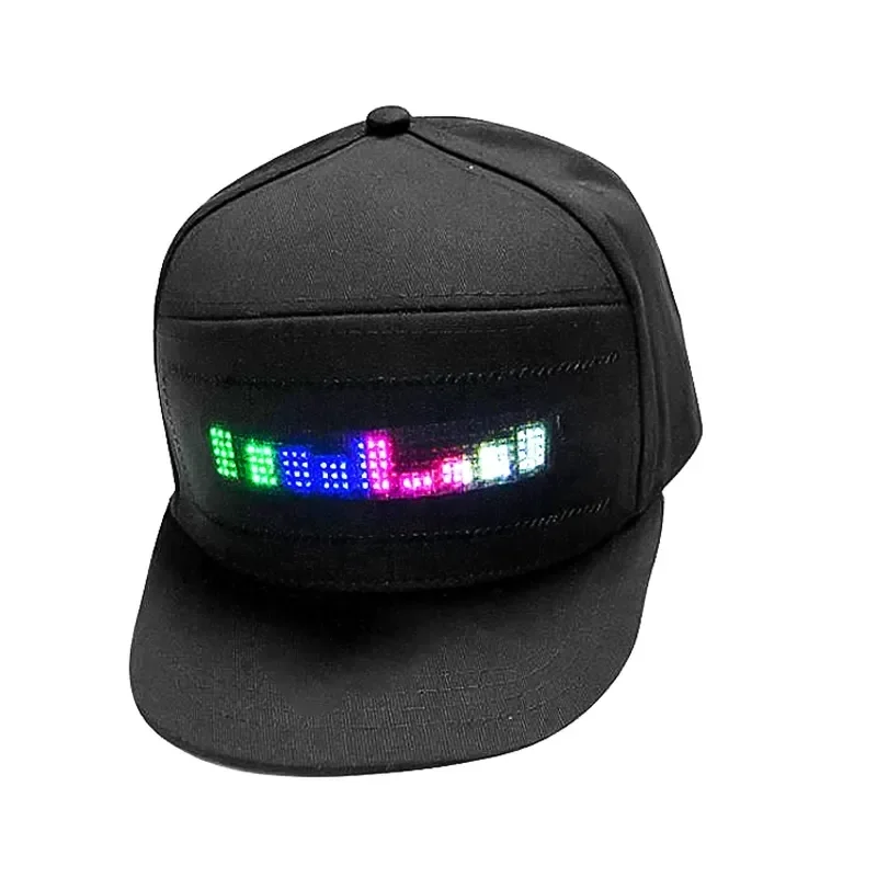 APP control LED scrolling Text Screen Baseball cap USB charging LED Display Hat led message hats