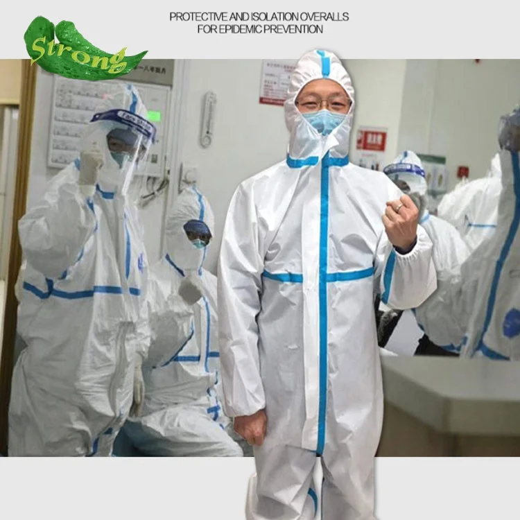 
coverall suit Chemical liquid and mining plastic clothing/coverall with elastic wrist band 