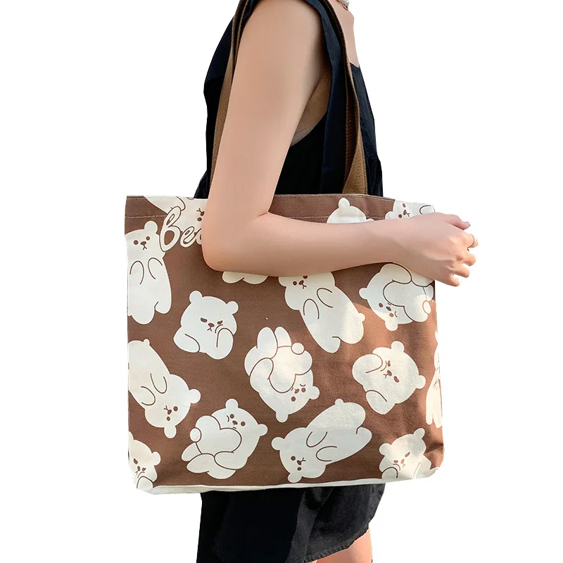 Korean Simple Stylish Canvas Factory Vintage Tote Bag Durable Weekend Bag