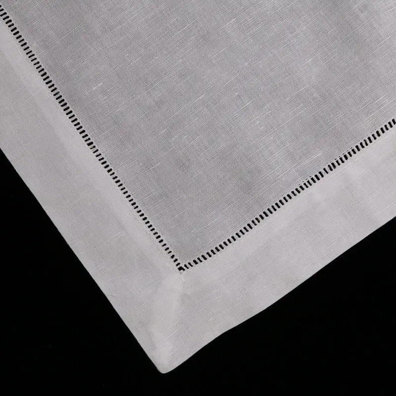 Janelove White 55% Linen 45% Cotton Ladder Hemstitch Table Napkins Hem Stitch Cloth Linen Napkins