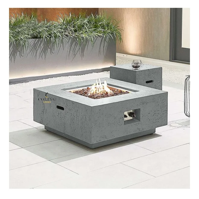 Coling living 2023 new design factory directly selling cement fire pit outdoor concrete gas fire pit dining table