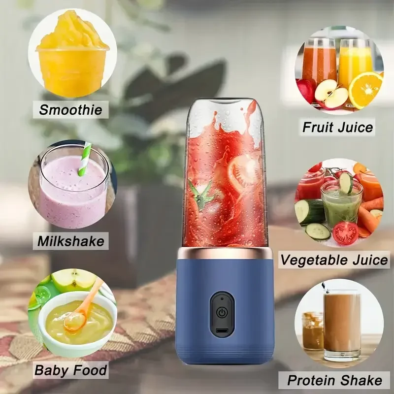Mini Usb Rechargeable Smoothie Portable Blender Electric 6 Blade Fruit Juicer Bottle