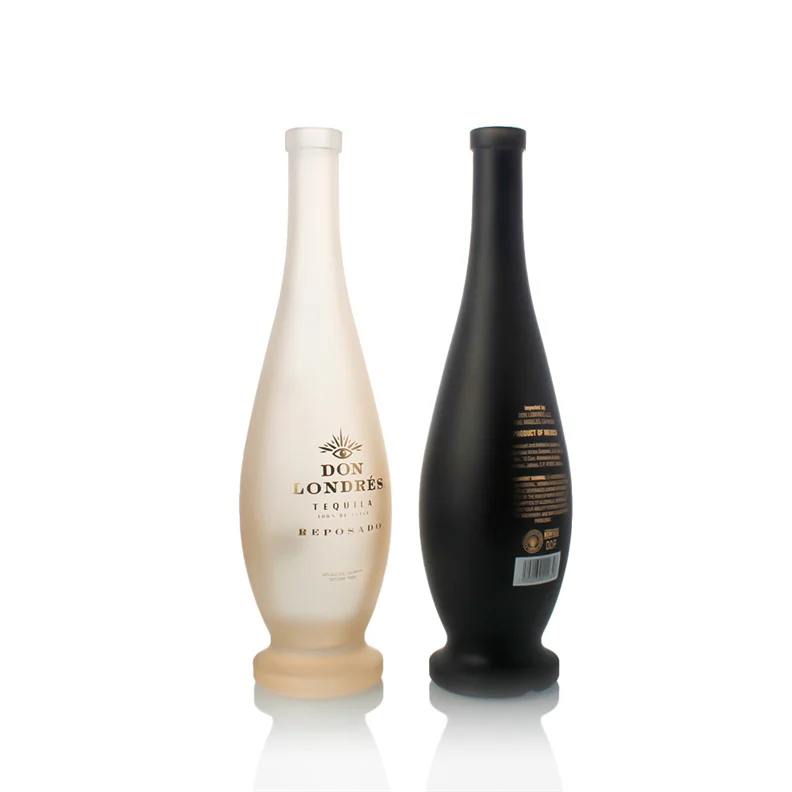 Factory price luxury clear round square european bourbon whiskey brandy  glass bottle with cork stopper 375ml 750ml 500ml