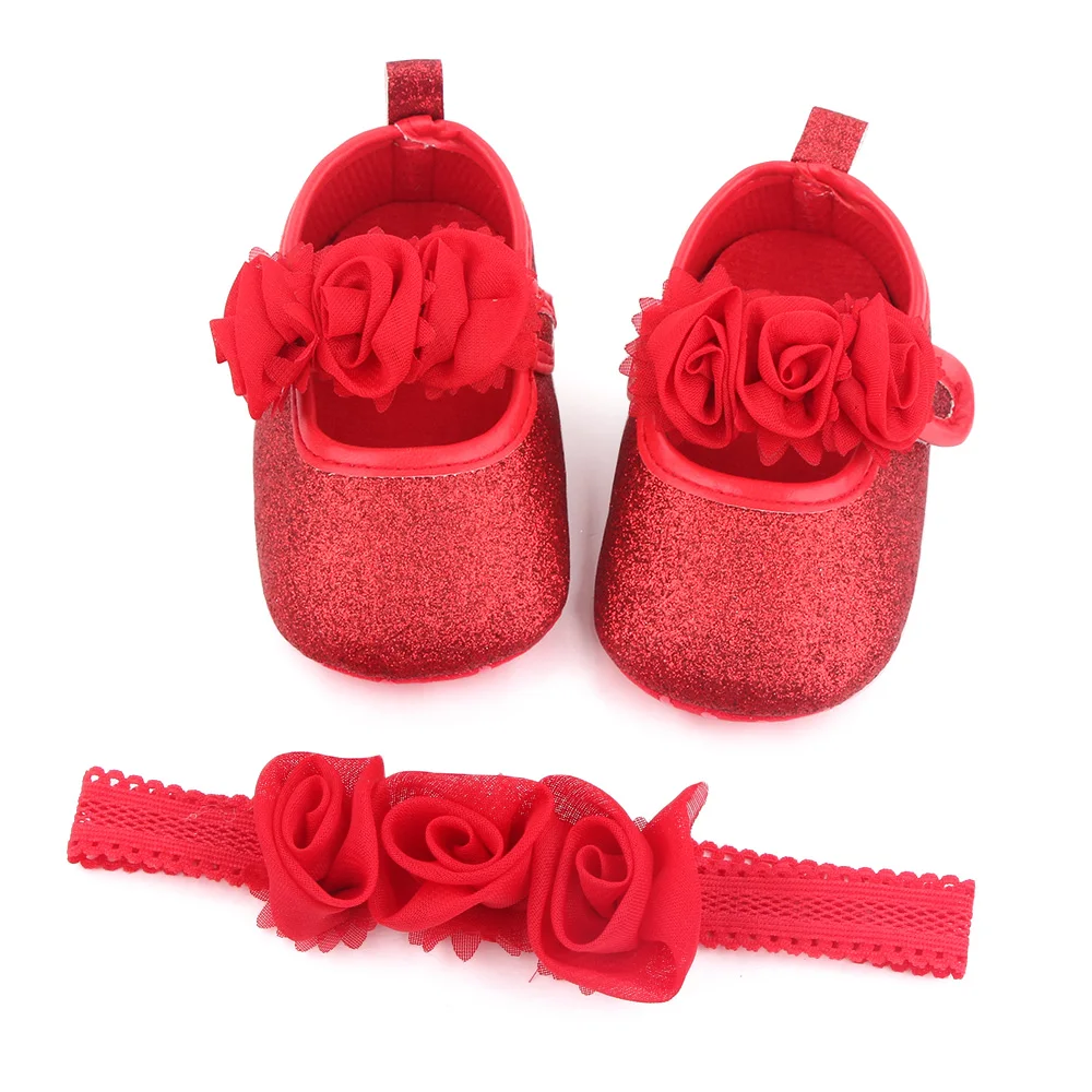 
Baby Infant Girls Soft Sole Floral Princess Mary Jane Shoes Prewalker Wedding Dress Shoes 