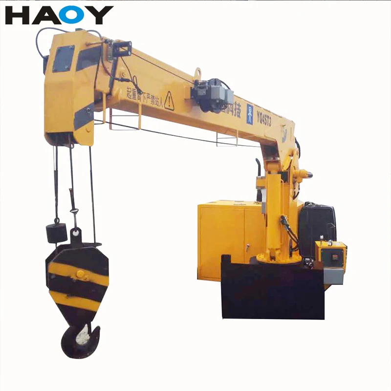 4 ton marine ship deck harbor crane straight telescopic boom lifting crane machine