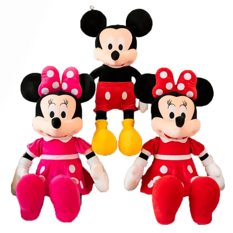 35-130cm Mickey Mouse Plush Toys Kawaii Anime Mickey Minnie Stuffed Plush Models Decoration Dolls for Kids Birthday Gift