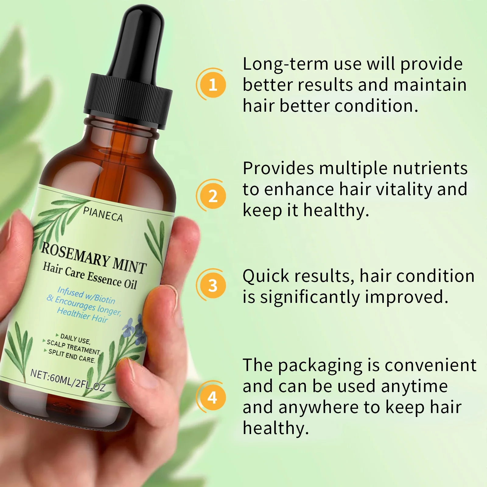 OEM Private Label Bulk 100%  Natural Organic Rosemary Mint Hair Oil  For hair  Growth
