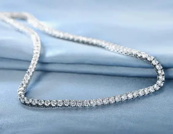 Fashion necklaces jewelry bulk 925 sterling silver white gold plated 4.0mm round cubic zirconia classic tennis Necklace