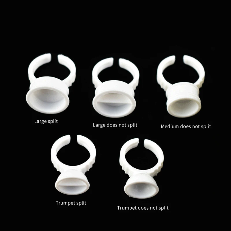 Wholesale Cheap White Plastic Glue Ring Various Size and Styles Lash Glue Ring Custom Package Glue Ring for Eyelash Extension