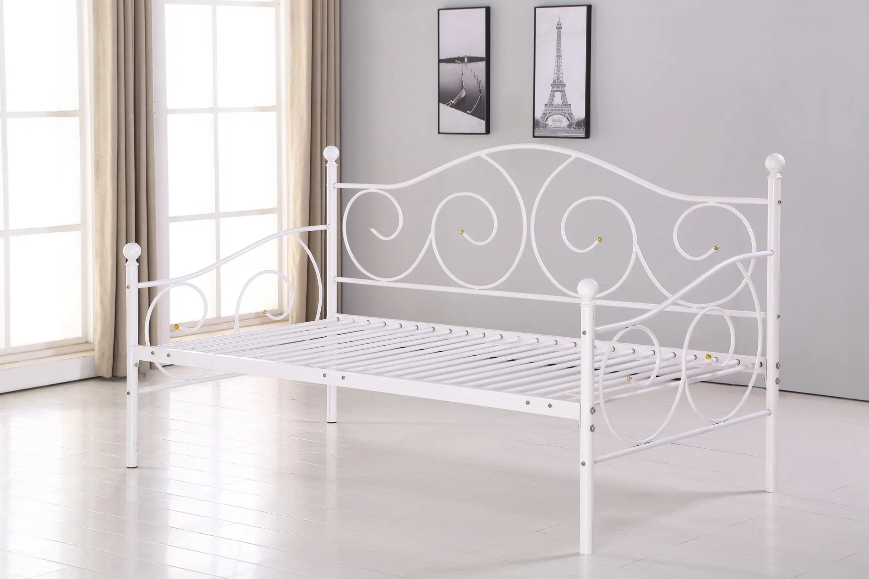 Modern Metal Bed Wrought Iron Sofa Bed Steel Bed with Trundle
