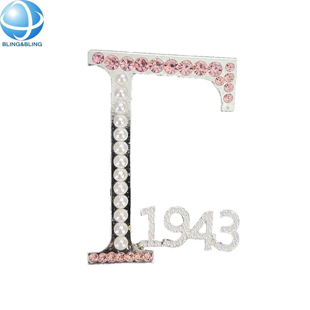 Women Decorative Light Pink And Blue Rhinestone Soror Pin Greek GPD Gamma Phi Delta Butterfly 1943 Sorority Brooch
