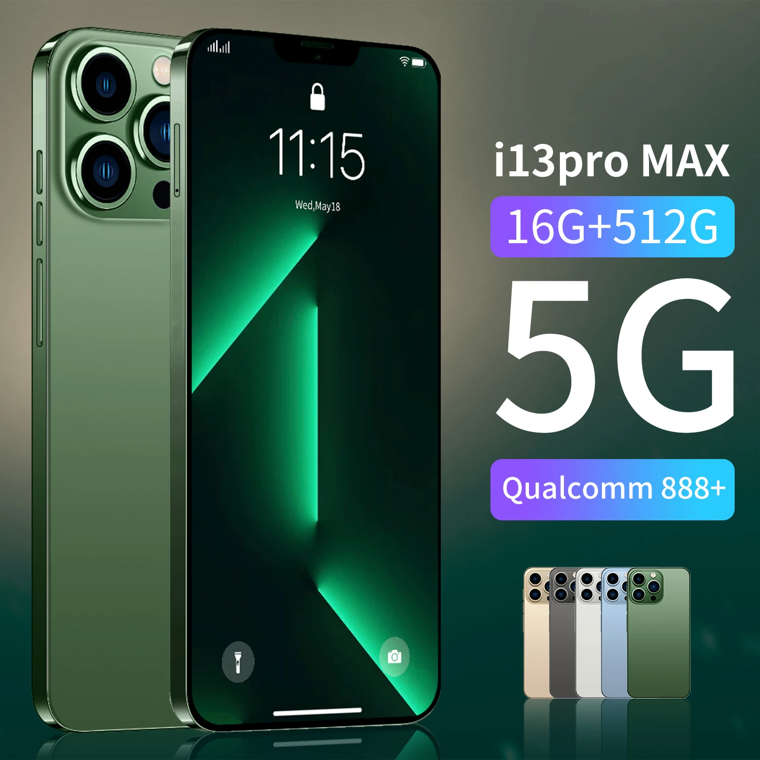 Original i14 i13 promax 6.8 inch 8GB+256GB Android smartphone 10 core 5G LET phone HD face ID Global version mobile phone