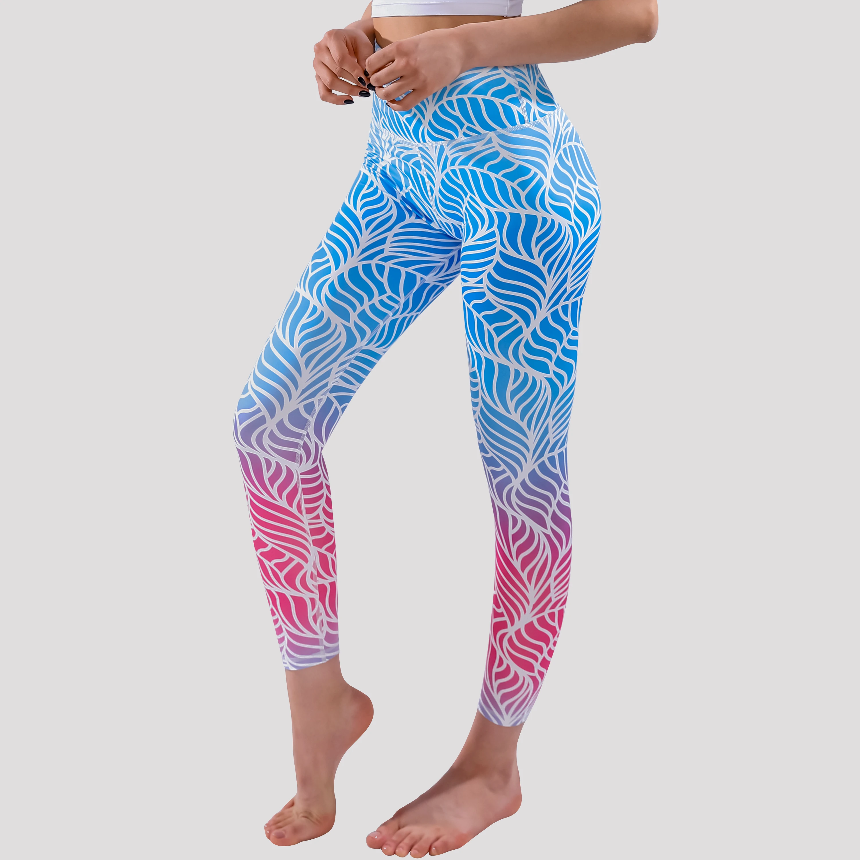 FLW Factory Wholesale Casual Workout Leggings Soft High Waist Digital Print Yoga Leggings