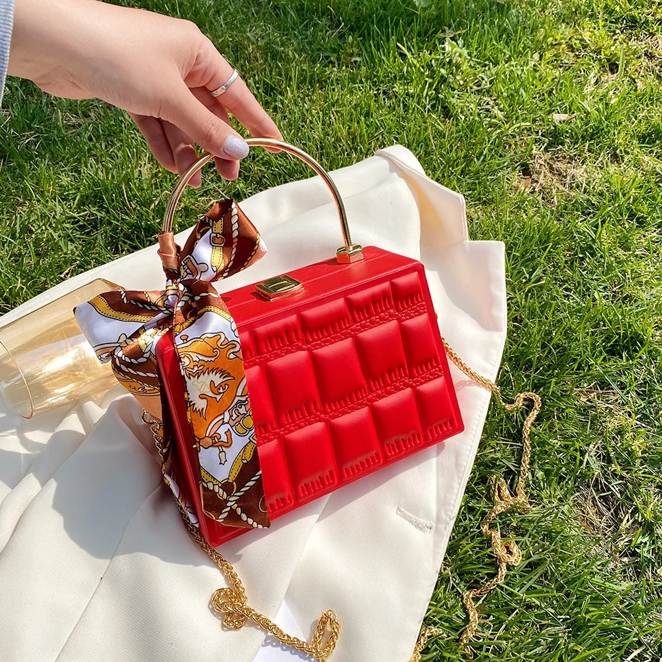 
 Дамская квадратная сумочка с узором из камня и шелковым шарфом, роскошные женские кошельки через плечо в форме коробки, сумки  