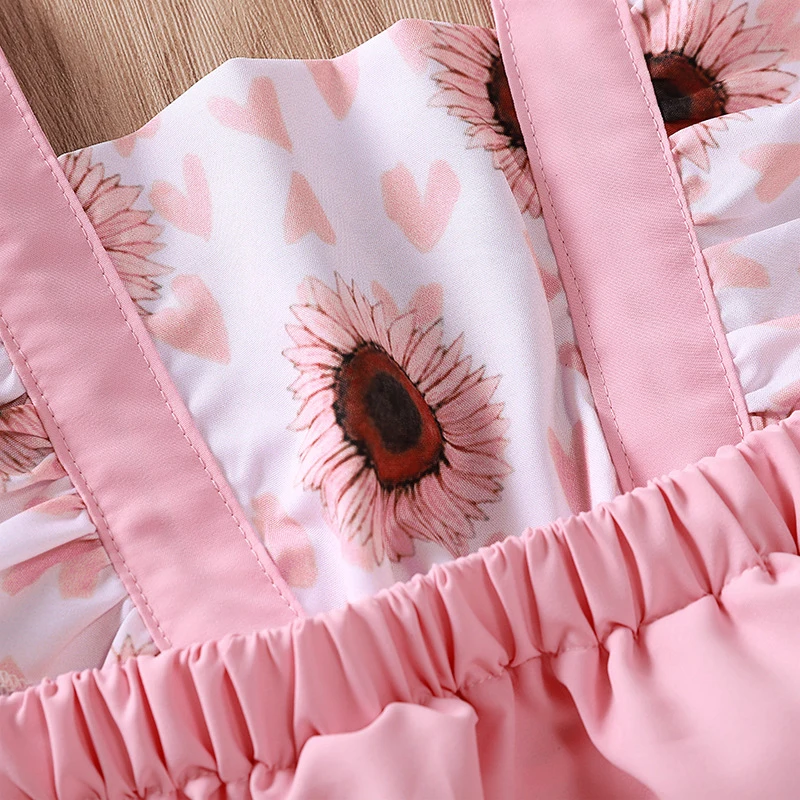 Hot sale summer girls sun flower printed dress for baby