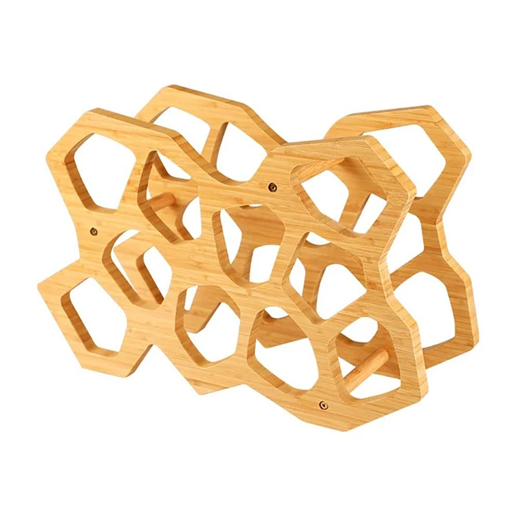 
Customized Decorative Countertop 10 Bottles Bamboo Wine Bottle Holder 