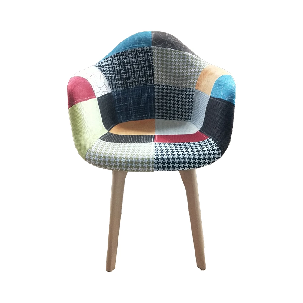 Hot Sale Fabric Cushion PP Plastic Seat Wooden Legs Colorful White Chairs for Hotel Indoor Use Modern Fabric Dining Chair