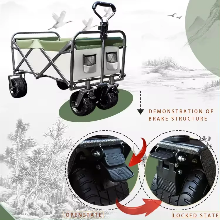 Folding Wagon Camping Cart Collapsible Handy Cart With Net Pocket Moving Platform Yard Cart Garden