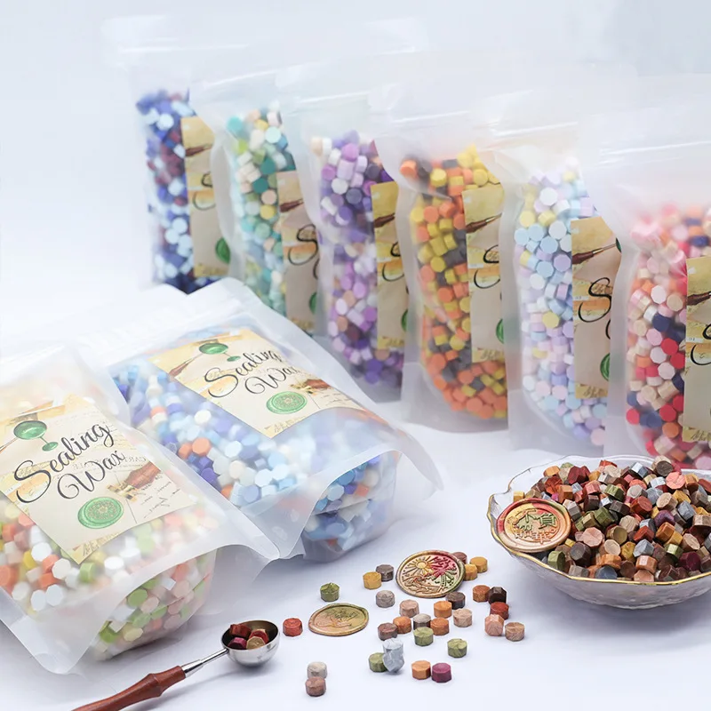 Hot Selling 66 Mixed Color 500g / 1400pcs Octagon Sealing Wax Beads New Retro Wax Seal Kit Stamp Granules Can Customize LOGO