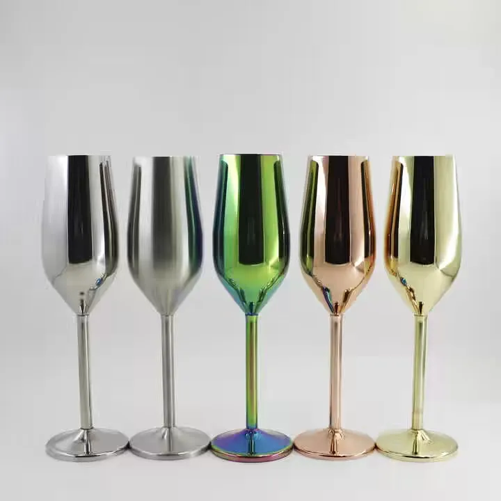 Stainless Steel Rose Gold  Black Silver Unbreakable 500ml Large Metal Red Wine Goblet Glass for bar tools