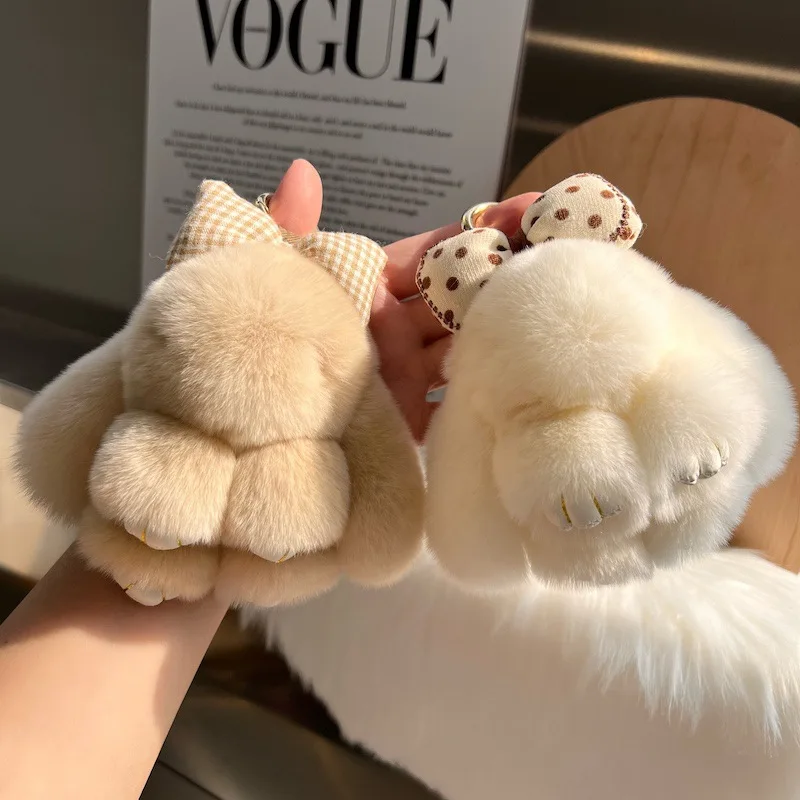 Wholesale Mini Bow Rabbit Rabbit pendant bag Decorated car keychain cute rabbit 100%fur doll