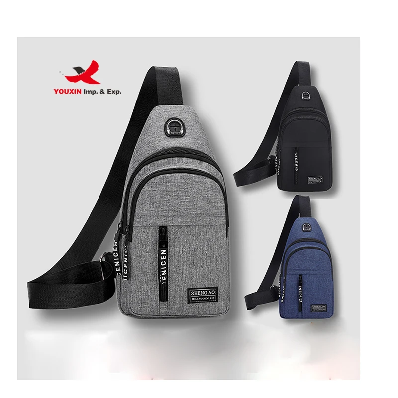 Factory Price Sports Leisure Messenger Bag Lightweight Single Shoulder Bag Cheap Chest Bag with Earphone Hole