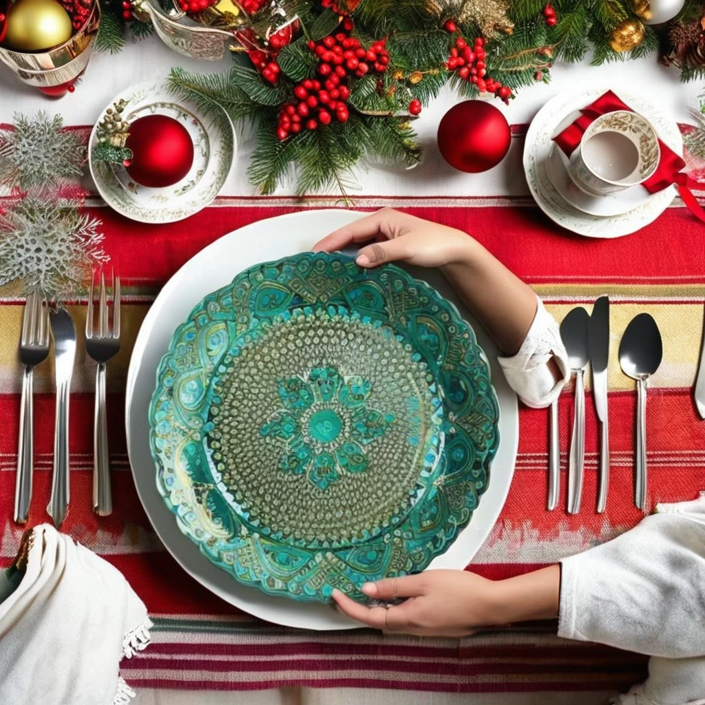 Sustainable Ceramic Dinnerware Sets Porcelain Assorted Design Dinner Plates for Christmas Celadon Technique