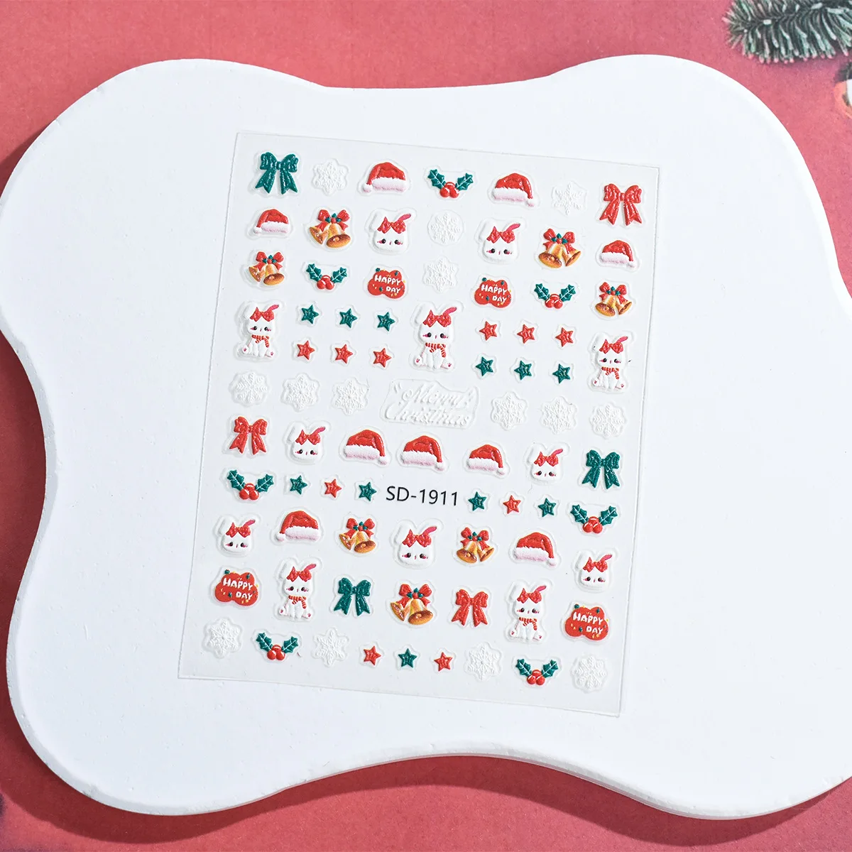 Nail Supplier Winter Self-Adhesive Decals Snowflake Elk Blue Leaves Christmas Tree Pattern Design Christmas Nail Art Stickers