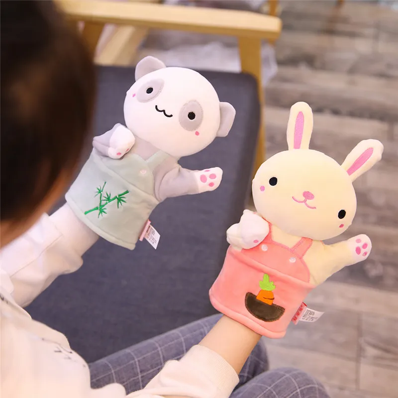 Plush animal hand puppet soft plush toy interesting gift zoo Panda/Monkey/Rabbit hand puppets for kids