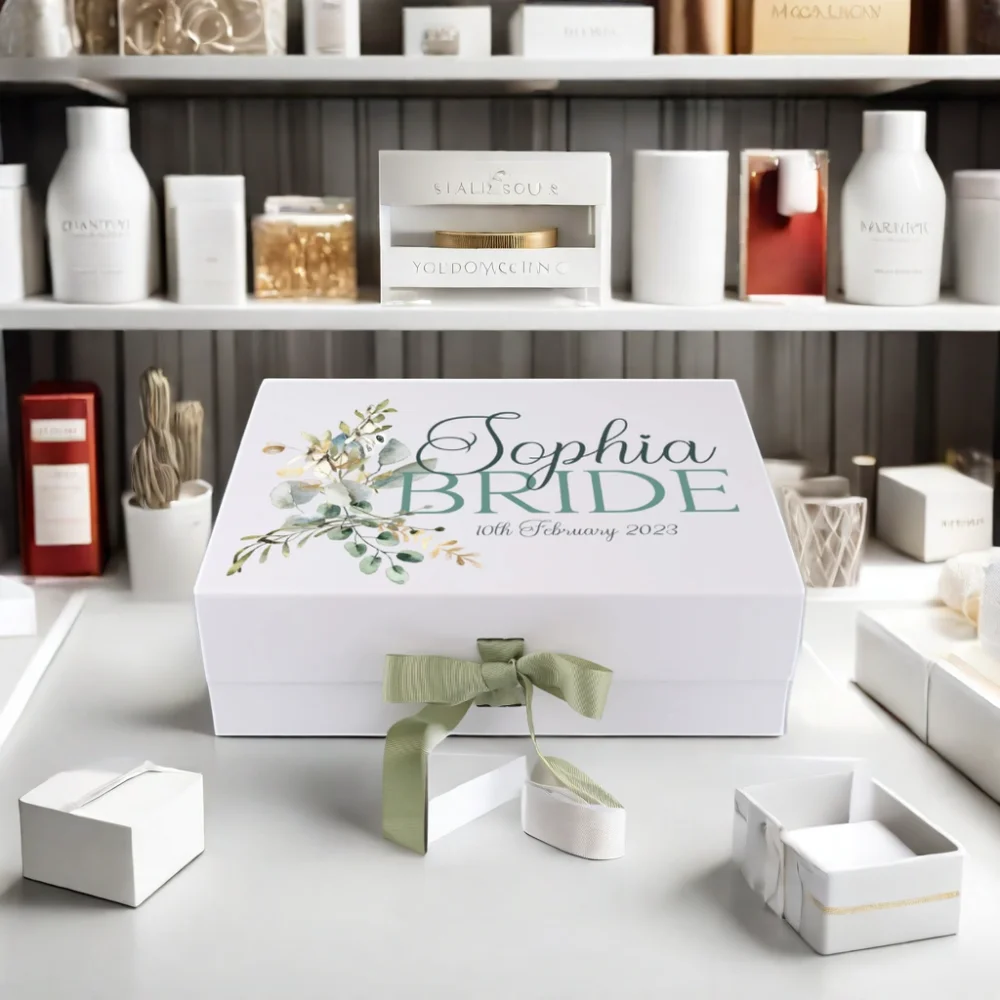 Custom  Cosmetic Matte Rigid Cube Sturdy A4 Luxury Flip Top Cardboard Foldable White Magnetic Gift Box