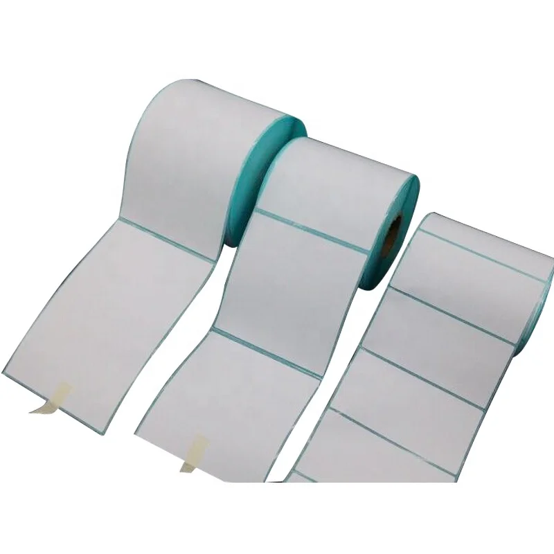 Factory Wholesale price thermal printer label roll paper 4x6 with Blue Glassine Adhesive sticker Paper