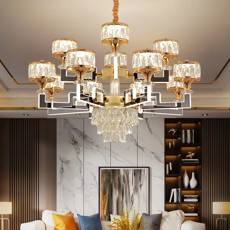 2022 Zhongshan Factory Price Luxury Design Crystal Chandelier Lighting Fittings  for Living Room