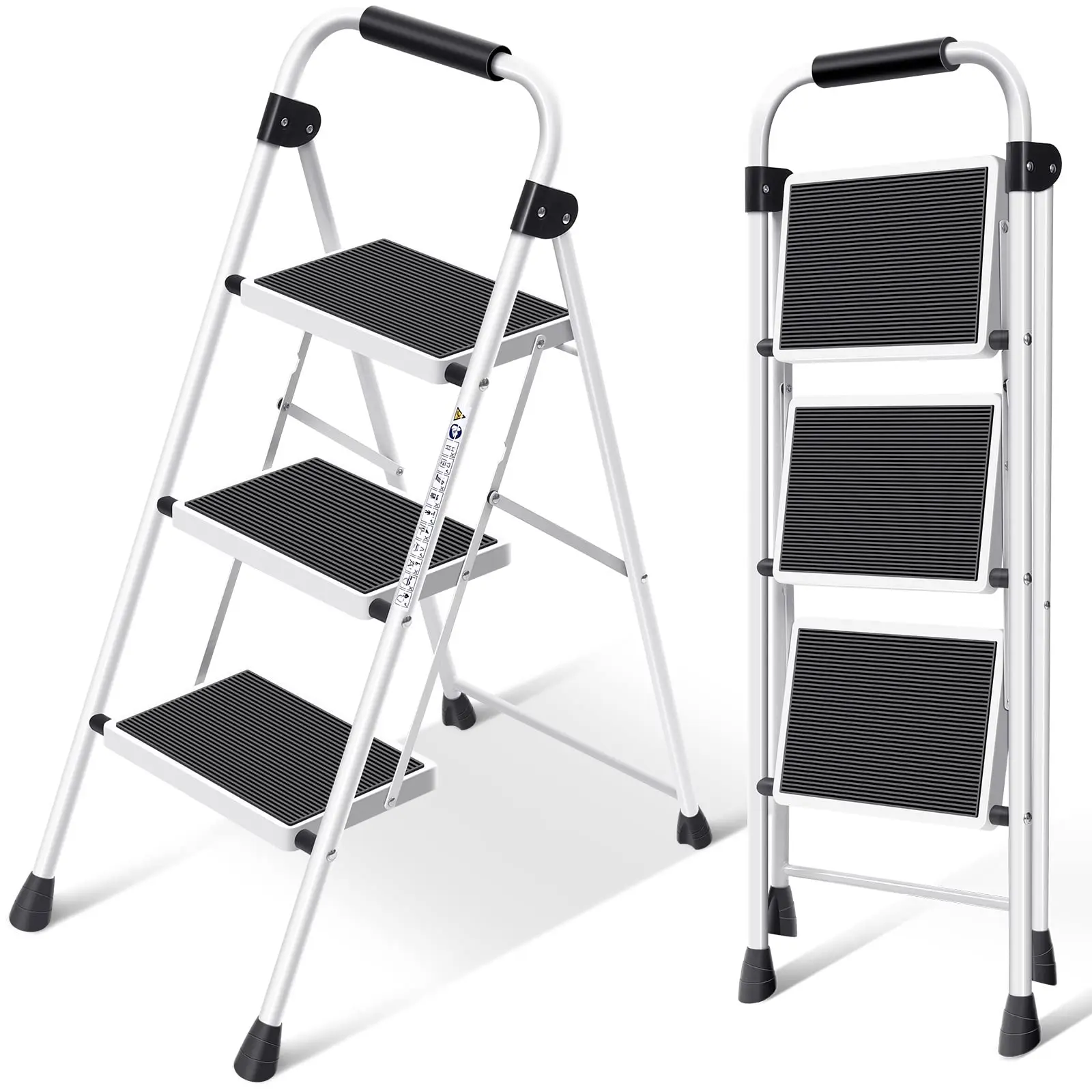 Portable 3 Steps Adjustable Folding Ladder Stairs With Platform  Steel Step Ladder Foldable Painting Ladder