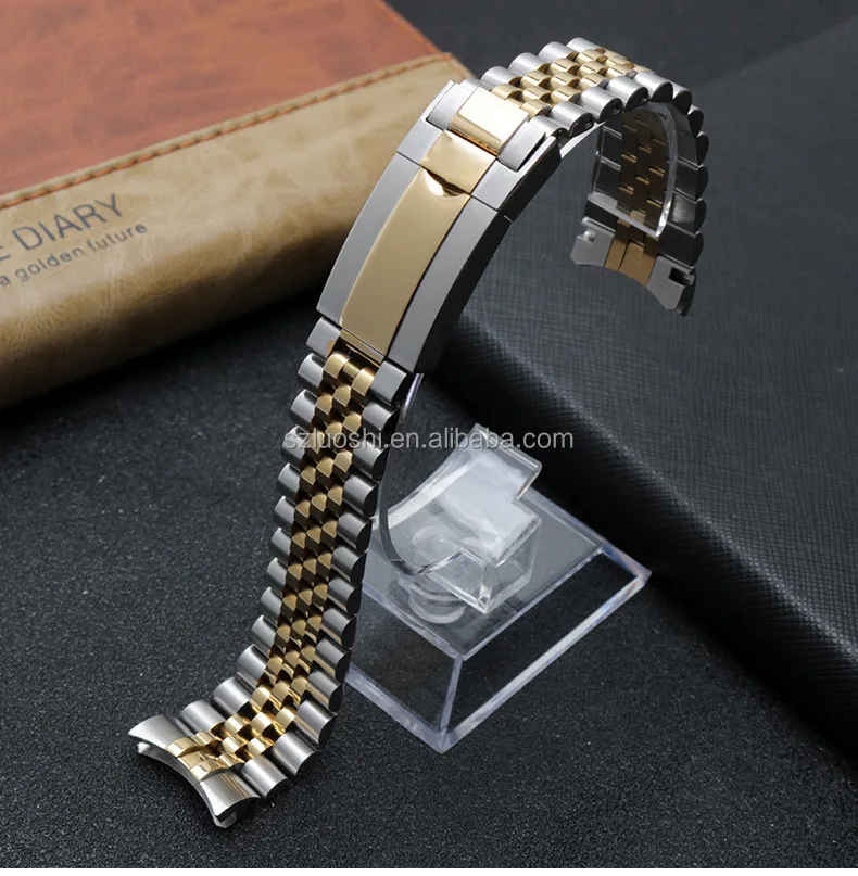High Quality Stainless Steel Watch Strap For Ro-lex Original Watch Metal Chain With 5 Bead Steel Solid Folding Clasp 20mm