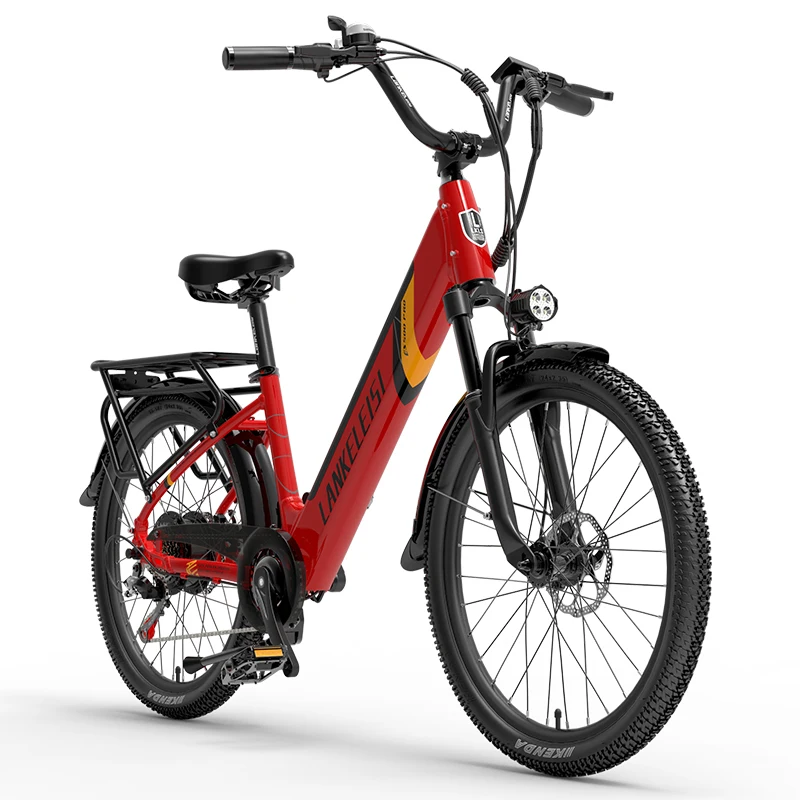 EU Stock LANKELEISI ES500PRO 24inch Electric City Bike with 48V Lithium Battery Rear Hub Motor Disc Brake System