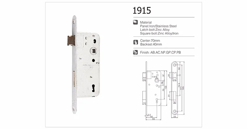 Multi Point Mortise Sliding Door Lock Body with Roller Latch