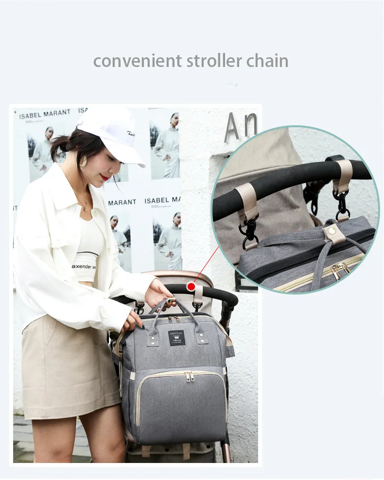 luxury designer baby bags Waterproof Travel diaper  Backpack  Mommy Nappy Diaper Bag with Bed