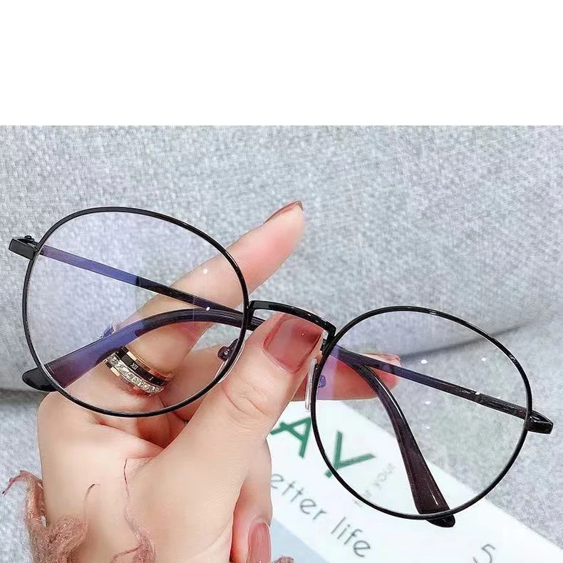 New Anti Blue Glasses Wholesale Fashion Metal Fame Retro Round Unisex Eye Flat Light Mirror