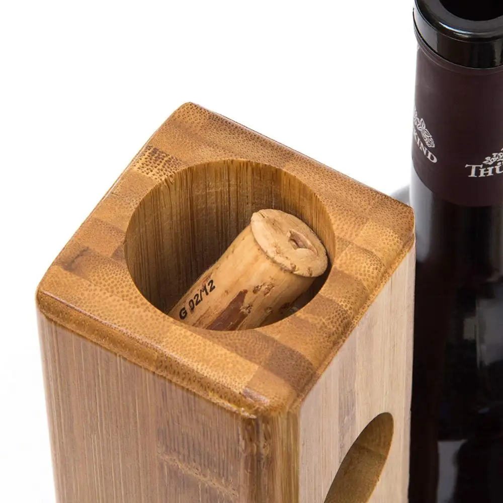 Wine Shelf Free-Standing Bamboo Bottle Rack With Cork And Bottle Opener Holder Wine Stand