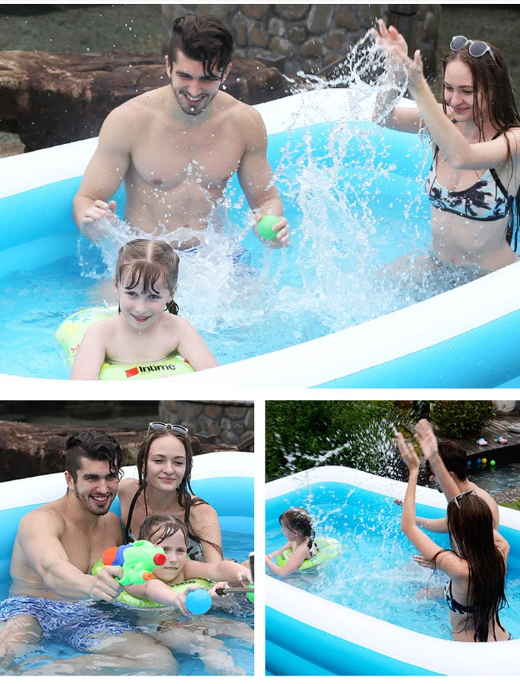 Hot sale inflatable rectangular family size swimming pools cover home air inflated swimming pool