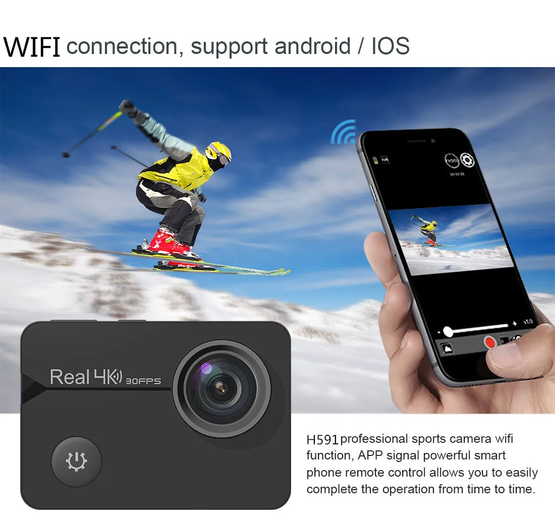 Original Factory Supply for AKASO/Campark 170 Degree Camcorders Hisilicon3559-V200 support WIFI EIS Action Camera 4k