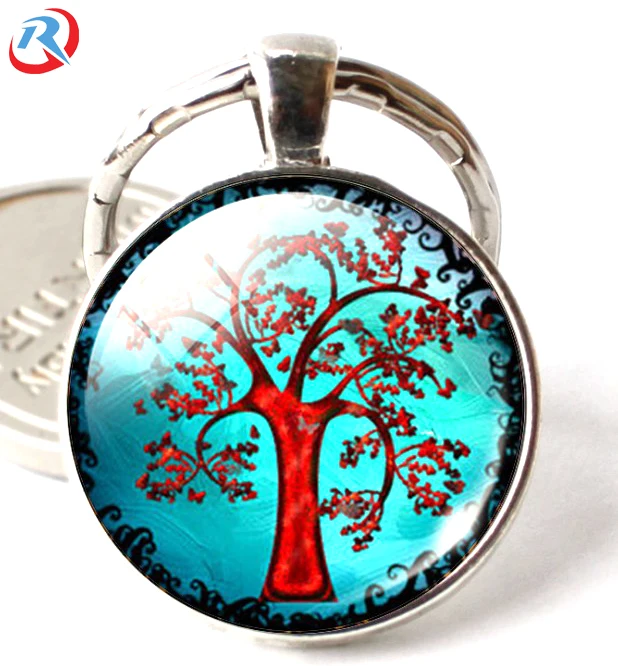 the Tree Of Restoration series Gemstone Dome Glass Metal Keychain/keychain