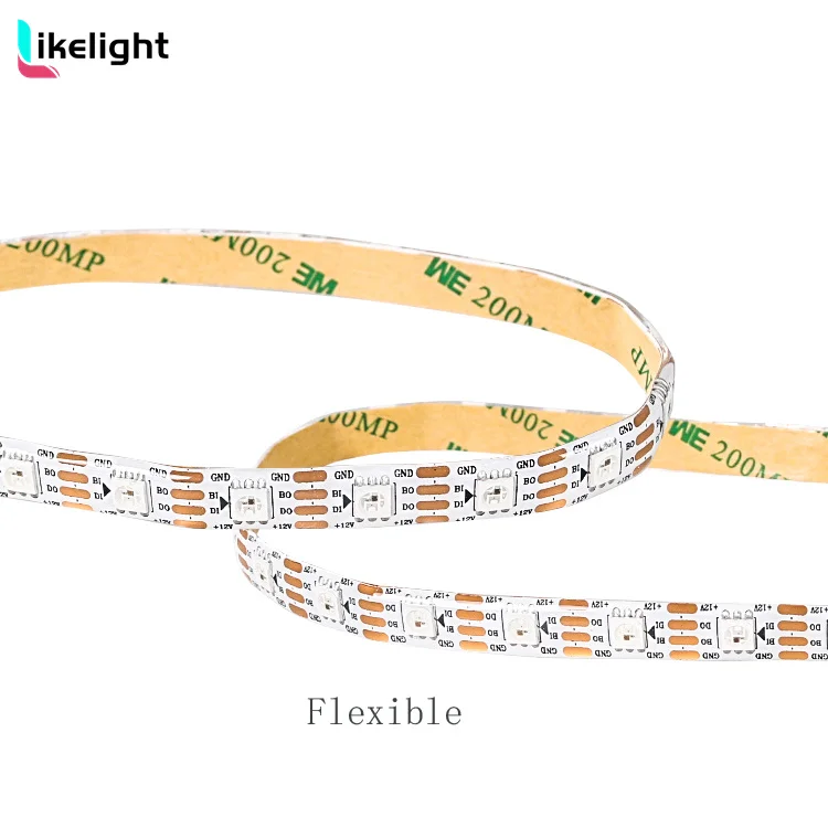 12V WS2815 Pixel LED Strip Light Individually Addressable Dual-Signal Breakpoint Resume Full Color 60 LEDs/m For Home